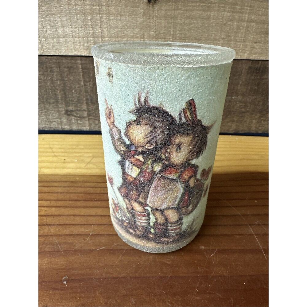 Danish Hummel Inspired Sugared Glass Candle Used